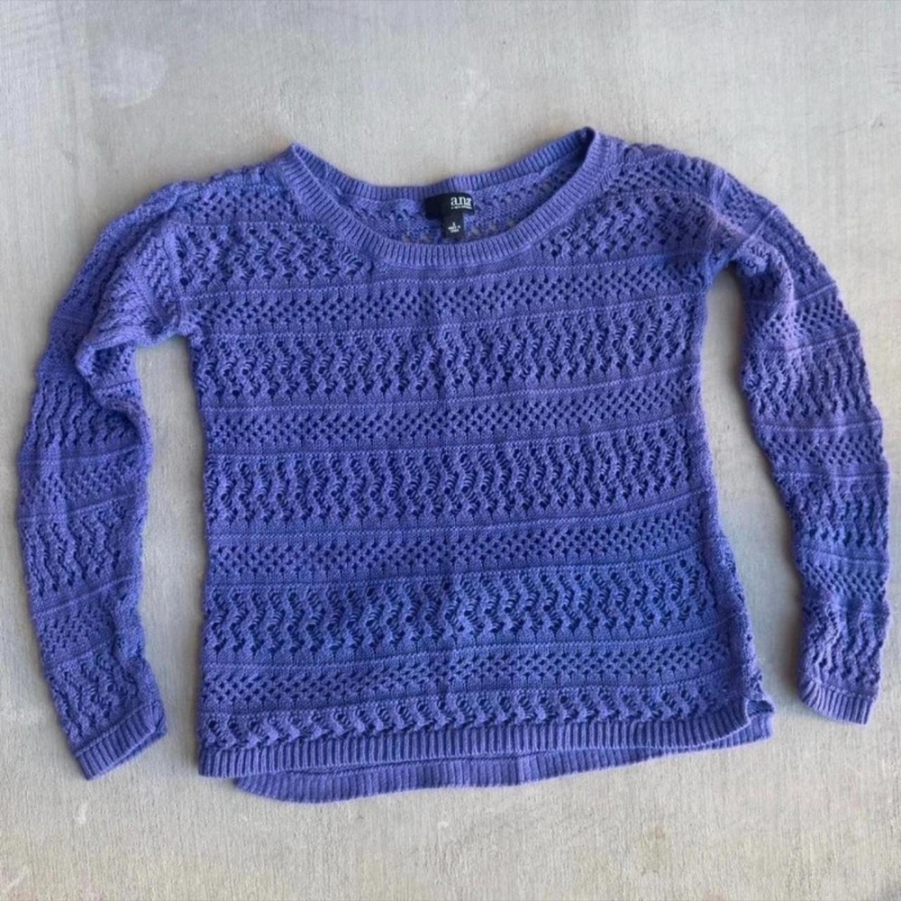 Purple knit sweater with a grunge vibe